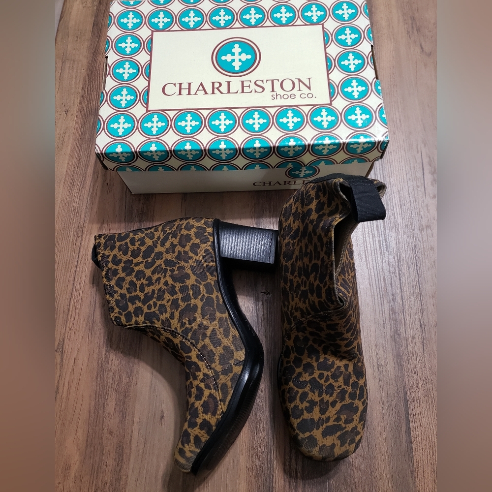 Charleston Shoe Co. Brown Leopard Ankle Booties